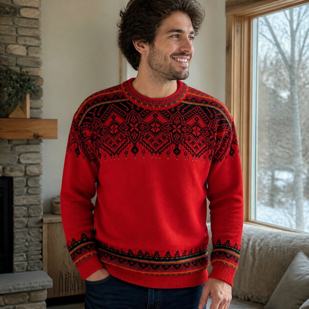 Dale of Norway Wool Sweater XL Red Excellent Nordic Fair Isle Pullover